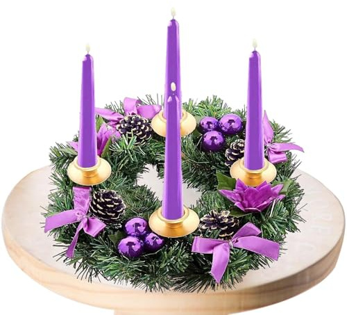 Anillos de coronas de velas navideñas, portavelas de corona de Adviento navideña | 2024 Coronas de candelabros cónicas navideñas pequeñas - Centro de mesa con candelabro de Adviento con lazos de cinta
