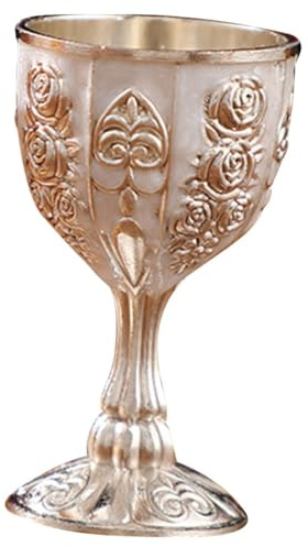FIXOSHEE Copa de Vino Metálica con de Rosa Cáliz Decorativo de Vintage para y Plata