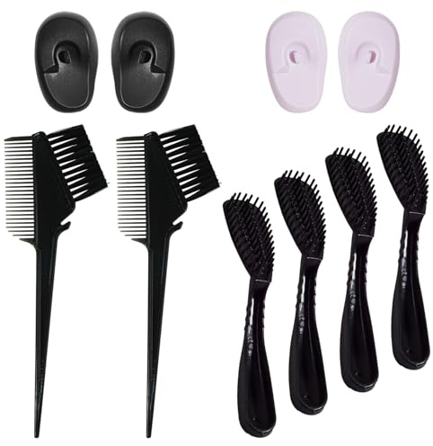 HOXITRADE Hair Coloring Kit for Home and Salon Replacement Dye Comb and Brush Set with 4 Wide Tooth Combs 2 Double Sided Combs 2 Pairs of Reusable Ear Covers