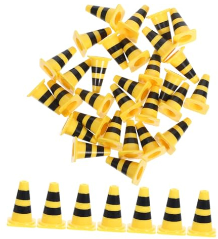 FUNNETOYU 30pcs Traffic Cones Roadblocks Educational Road Sign for Cognitive Development Interactive Pretend Play Set for Home School Kindergarten