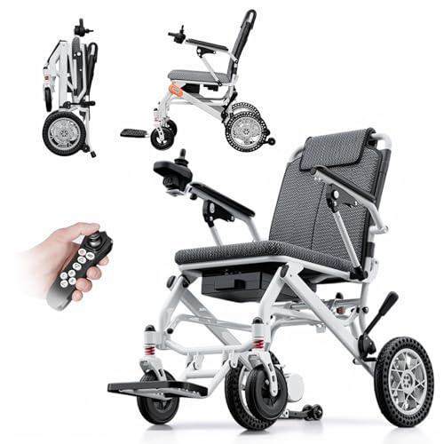 ZQHQKJ Elektrorollstuhl faltbar leicht Nur 13,8 kg, stoßdämpfende Reifen, abnehmbarer Akku, 500W Motor, 15Ah- Reichweite 30 km, für Reisen und Senioren, ideal für unebene Wege Outdoo,13.2Ah/20km