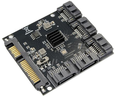 Fluxioxtna Adaptador de expansión SATA de 5 puertos con configuraciones sin herramientas PM, transferencia de datos de velocidad rápida para múltiples dispositivos, adaptador multiplicador de puerto