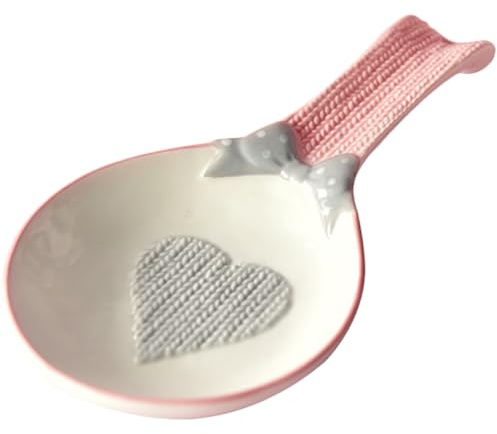 LOPUNER Porta Cucchiaio in Ceramica Rosa Compatto per Uso Domestico, Poggiamestolo Decorativo Resistente, Accessorio da Cucina per Tavola Elegante e Pulita