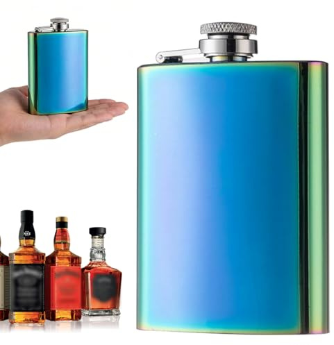 QOWIJEX 1 Pieza Petacas de Alcohol y Embudo, Petacas de Alcohol de 304 Acero Inoxidable, Licor Alcohol, Portátil Whisky Hip Flask para Escalada, Camping, Senderismo, Viajes(4 OZ 100ML)