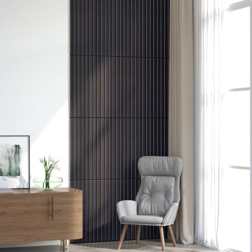 Wandpaneele 8 Stück Anthrazit 60,5 x 60 cm Holzwerkstoff mit Eichenfurnier Wandverkleidung für Wohnzimmer Schlafzimmer Küche Bad feuchtraumgeeignet schallschutz akustikpaneel