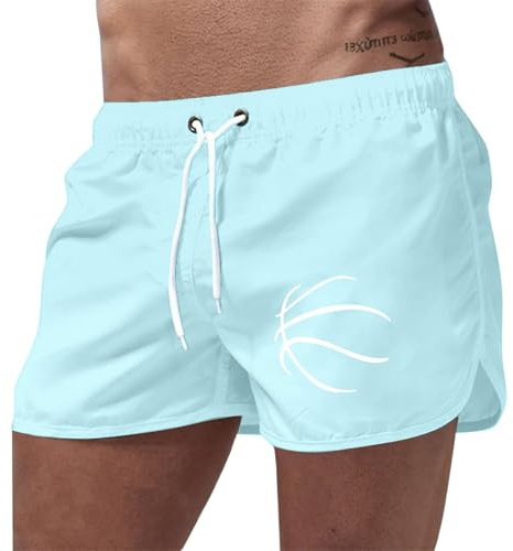 Lggwunsi costume surf uomo, Costume Uomo Mare, Costume Uomo Piscina Boxer Mare Divertente Pantaloncino Corto Pantaloncini Surf da Bagno Costumi Bermuda Swimming Shorts Men, Azzurro, L