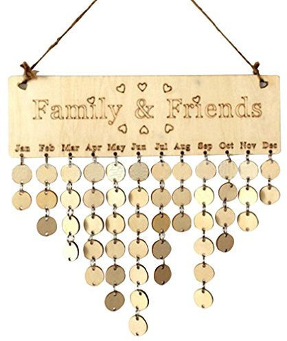 ALCYONEUS Hängender Kalender aus Holz für Geburtstag, Erinnerung, Heimdekoration
