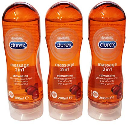 Durex 2in1 Massage Stimulating Gel Bundle - 3 x 200ml - Gleitgel mit Guarana