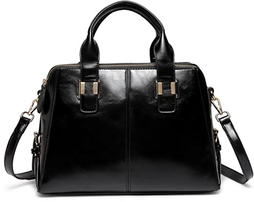 VASCHY Sac à Main Femme, Mode Cuir PU Sac Hobo Grand Sac Portés épaule Hydrofuge Sac Portés Main Dames avec Trois Compartiments Travail Noir