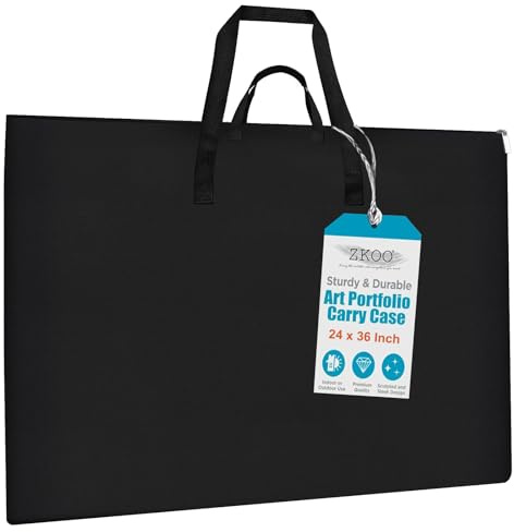 ZKOO Große Art Portfolio-Tragetasche mit Nylon-Schulter, Poster-Aufbewahrungstasche, 61 x 91,4 cm, für Studenten und Kunstarbeiten