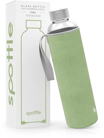 spottle Botella de Agua de Vidrio con Funda de Neopreno, Botella de Borosilicato - Apta para Lavavajillas, Adecuada para Todas las Bebidas