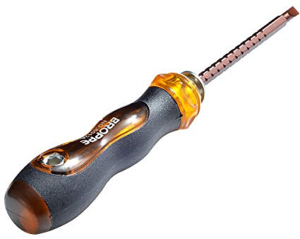 KATUR Destornillador ajustable de múltiples puntas, Destornillador Phillips con ranura telescópica ajustable de doble propósito magnético con llave de trinquete (180 mm de longitud)