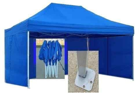 Bastionshop - Pavillon Zelt, Faltpavillon, Partyzelt, Grillpavillon mit Rahmen aus Stahl - Marktstand ideal für Märkte, in 60 Sekunden gebaut - für Freien, Garten, Party, Hochzeit - 2x2m - Blau