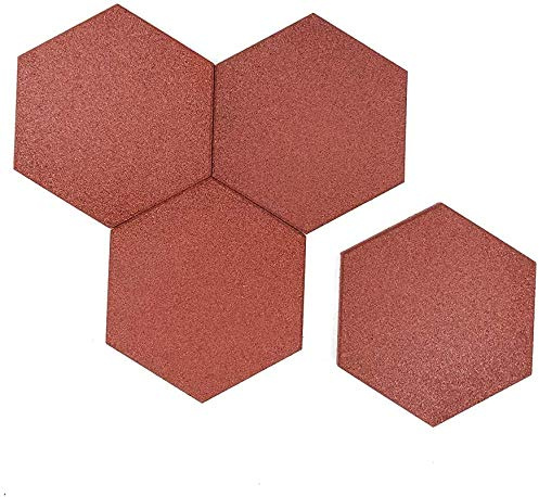 RevTime 20 pcs Hexagon Rubber Pavers 10-1/2, 3/4 Thick for Garden pavers, Deck Floor Tile, Patio Floor mats, Lawn Stepping Stones, Terra Cotta