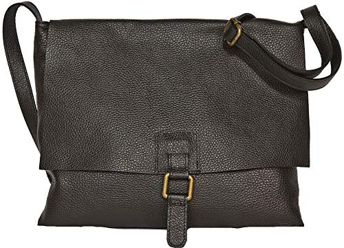 LucieElle Sac Femme CUIR bandoulière et porté épaule Besace Cuir souple Italien 'Olimpia' (NOIR)