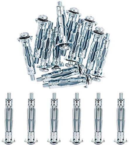 ISPINNER 20pcs M5x52mm Zinc Plated Steel Molly Bolt Hollow Drive Wall Anchor Screws for Drywall, Plaster and Tile