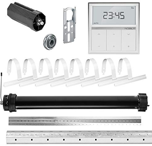 NOBILY Rolladen-Komplett-Set f. 60mm Achtkantwelle Mechanischer Funk Maxi-Rolladenmotor 20Nm + Rolladen Wandsender + Mechanik-Set, Gesamtlänge bis 2,75 Meter