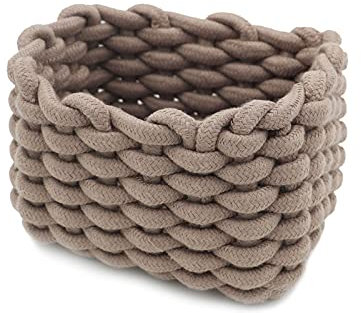 Icegrey Aufbewahrungskorb Baumwolle Strickkorb Dekorative NatüRliche Rechteck Wasserdichter Aufbewahrungsboxen Organisatoren für Babyzimmer, Schlafzimmer, Wohnzimmer Khaki Small
