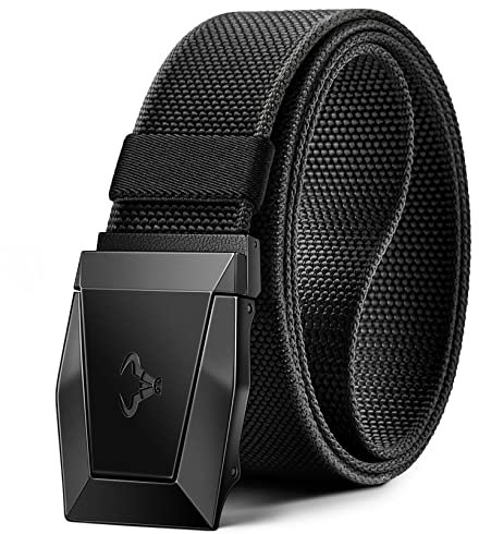 BULLIANT Taktischer Gürtel, Gürtel Herren Arbeitsgürtel Militär Wandern 3,8cm,Schnellverschluss Metallschnalle(Schwarz,145cm/46-50 taille verstellbar)