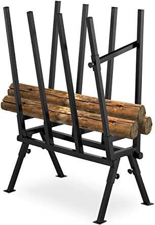 Relaxdays Sägebock, Holzsägearbeiten, 200 kg, Sägegestell für Kettensägen, Stabiler Stahl, HBT: 112x77,5x50 cm, schwarz