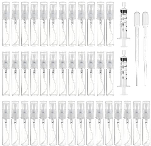 40 Stück Parfumzerstäuber Sprühflasche, Transparent Parfüm Zerstäuberflaschen, Reiseduftzerstäuber Nachfüllbar, Taschenzerstäuber Mit 2ml Pipette Und 5ml Spritzen Für Parfüm Körperpflege Flüssigkeit