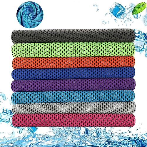 Eiflayn 8 asciugamani rinfrescanti, in microfibra, per sport, raffreddamento, asciugatura rapida, crea un effetto di raffreddamento, per fitness, corsa, trekking, viaggi, campeggio (100 cm x 30 cm)