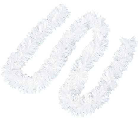 JIHUOO 10 Meter lange Weihnachts-Lametta-Girlanden, glänzende Girlande, Metallic-Lametta-Girlande, Weihnachtsbaum-Lametta-Dekorationen, Urlaub, Partyzubehör, weiß