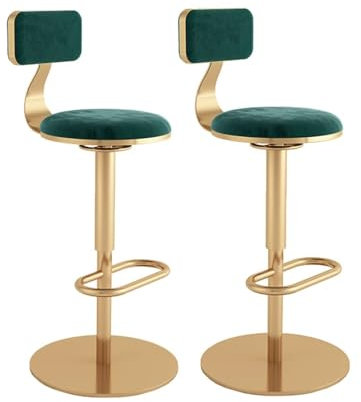 Barhocker 2er Set - Drehbar Stehhocker, Drehbare Barhocker Verstellbaren Barhockern Aus Samt Mit Hoher Rückenlehne, Gepolsterte Moderne Barhocker, Barhocker, Stühle Für Esszimmer/Hausbar/Küche ( Color