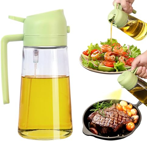 SweeHo Oil Sprayer for Cooking, 2 In 1 Oil Dispenser and Oil Sprayer (Green)