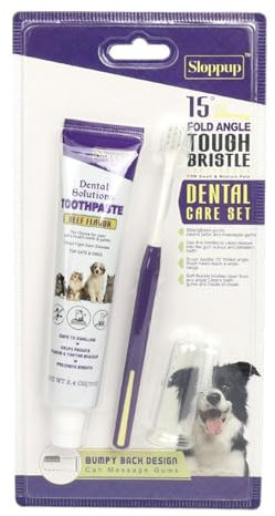 Hundezahnpasta, Rindergeschmacks-Kontrollset Für Hunde,Die Zahnreinigung Für Hunde Enthält Zahnpasta, Zahnbürste Und Fingerbürste, Reduziert Die Bildung Von Und Zahnstein Und Ist Sicher