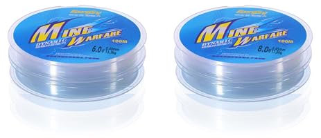YOUZMY 2 Stück Angelschnur 100M Transparente Nylon Angelschnur Fishing line Nylonfaden transparent reißfest, Angel Schnur, Angelsehne extra stark Angelleine, Angelschnüre (6.0+8.0)