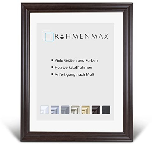RahmenMax Neapel Barock Bilderrahmen Posterrahmen 28x28 cm Puzzlerahmen Eiche Dunkel Wenge 28x28 cm mit weisser Rückwand und Antireflex Arcylglas