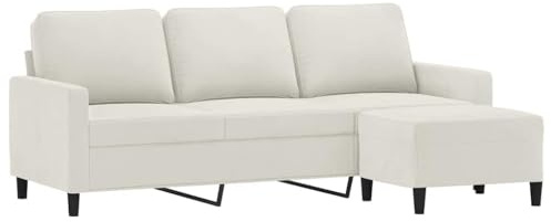 vidaXL Sofa 3 Sitzer, Couch mit Fußhocker, Liegesofa für Wohnzimmer, Polstersofa Sessel Relaxsofa Loungesofa Relaxcouch TV Sofa, Creme Samt