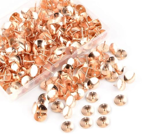 Wisafory 400 Stück Reißzwecken Metall Heftzwecken Thumb Tacks mit Kunststoff Box Reißnägel Stecknadeln Rundkopf Pins Polsternägel Pinnadeln Türnagel für Büro Fotos Landkarte Rosegold