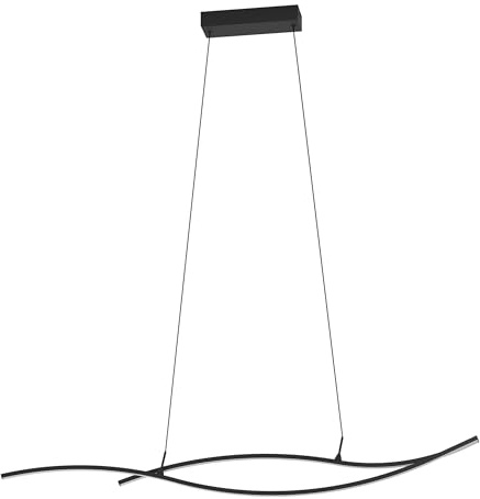 EGLO LED Hängelampe Grisolia, Pendelleuchte über Esstisch | geschwungene Esszimmerlampe, Wohnzimmerlampe aus Metall und Kunststoff in Schwarz, warmweiß, 140 cm