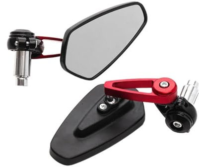 Motorrad Spiegel 1 Paar CNC-Motorrad-Rückspiegel, Universal-Glas-Scooter, 7/8 Zoll, 22 Mm, Lenkerendenspiegel, Rückspiegel, Zubehör Rückseitenspiegel(Rot)