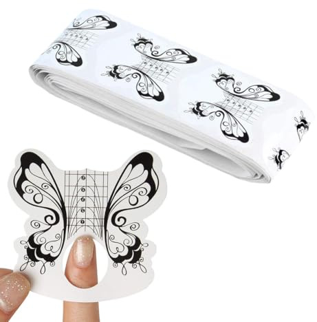 WeddHuis 100 Stück Nagel Schablonen, Selbstklebende Butterfly Schwarz, Nagelschablonen Modellier-Schablone selbstklebend für Gel-Nägel, Nagelverlängerung Modellier-Schablone Selbstklebend fürNailart