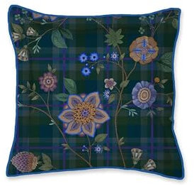 Pip Studio Dekokissen Flores FELICES, gefüllt, 45 x 45 cm, blau, Größe:45 x 45 cm