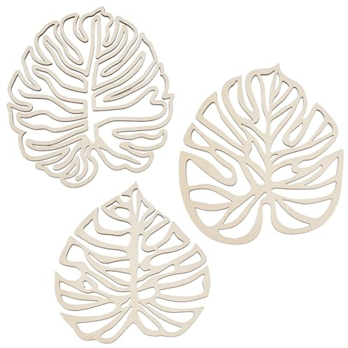 OLYCRAFT 3 Feuilles de Palmier et Monstera en Bois - Décoration Murale Style Boho pour Pépinière - Art Mural 3 Styles