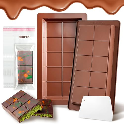 Schokoladenform Silikon Tief 2 Stück Silikonform Schokolade Silikonform Schokoladentafel Schokoladenform Tief Extra Tief Schokolade Form für Schokolade Praline Süßigkeiten
