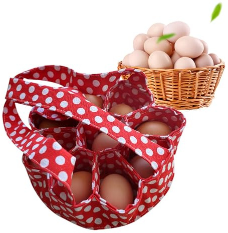 Tanxier Cesta recolectora de huevos,Cesta recolectora de huevos, Cesta para huevos de gallina para recoger huevos con 9 bolsas, Organizador de recolección de huevos Solución portátil de almacenamiento
