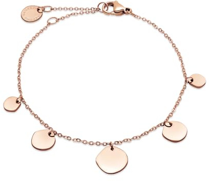 LIEBESKIND BERLIN Damen Schmuck – Kette, Armband und Ohrringe mit angesagten organischen Plättchen aus Edelstahl - Zarte Anhänger variieren dynamisch in Form & Größe und verleihen durch ihren