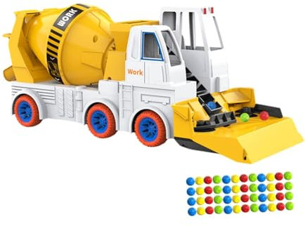 Sharplace Camión de Juguete con Excavadora, Camión de Ingeniería, Camión Mezclador de Juguete de Simulación, Camión Cisterna, Camión Barredor de Bolas Automátic, Carro Mezclador