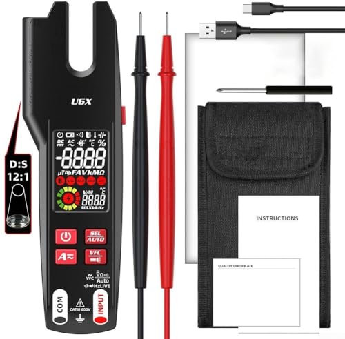 Besttoolifes Open Jaw Digital Multimeter DC AC Current Clamp Meter 10000 Counts Smart Electrical Amp Tester With Infrared Thermometer For Measuring VFC Capacitance Diode Ohm Voltage