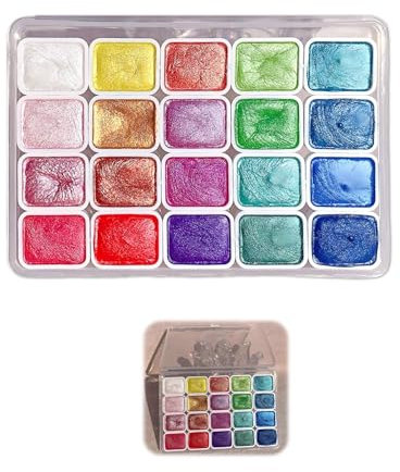 Lilbitty Juego de acuarelas – 20 colores brillantes acuarelas, materiales, portátil para viajes, perfecto para artistas de todos los niveles