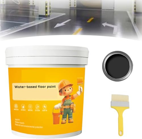 Snrtevu Waterproof Water-Based Epoxy Floor Paint, New Quick-Dry Anti-Slip Water-Based Floor Paint, Anti-Slip Concrete Floor Paint, Water Based Epoxy Floor Paint For Interior & Exterior (Black,300g)