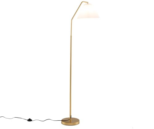 GOPLUS Lámpara de Pie Moderna con Cabeza Ajustable y Pantalla Plisada | Iluminación Decorativa con Interruptor de Pie, Casquillo E27 para Salón, Dormitorio y Oficina, Altura de 168 cm