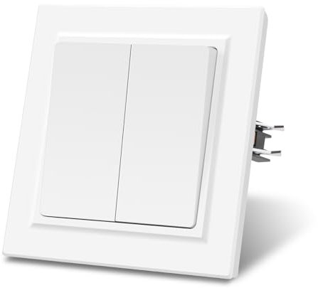 CNBINGO Interruptor de luz empotrado, color negro, con marco de PC, interruptor de pared moderno, 2 vías, 1 vía, color blanco