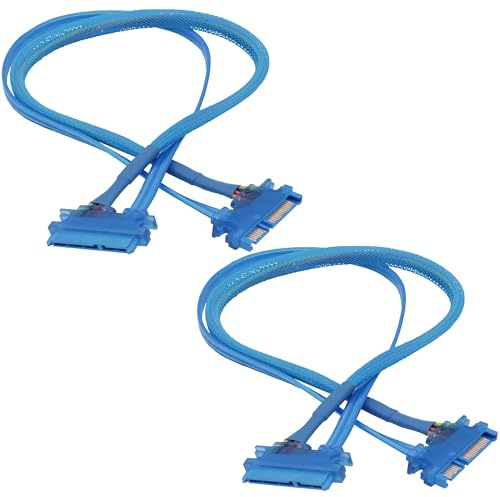 YARCHONN 22 Poliger SATA Power Verlängerungskabel SATA 3.0 22 Pin 7+15 Pin Stecker auf Buchse Daten Power Combo Verlängerungskabel für SSD, HDD, PCI Karten und andere Ausrüstung -50cm -2pcs