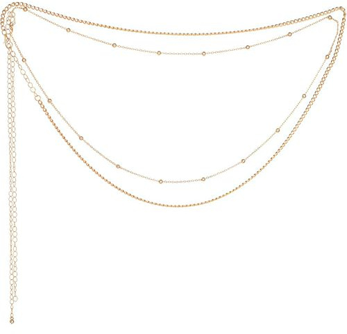 Daryunk 1Pcs Golden Layered Adjustable Belly Button Chain, Women's Sexy Beach Bikini Waist Chain, Exquisite Bead Design, A Must-have Fashion Accessory for Summer